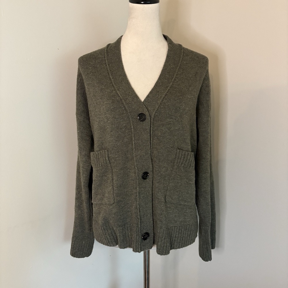 RAILS Lindi Olive Green Wool Cashmere V-Neck Button Cardigan Sweater Medium EUC